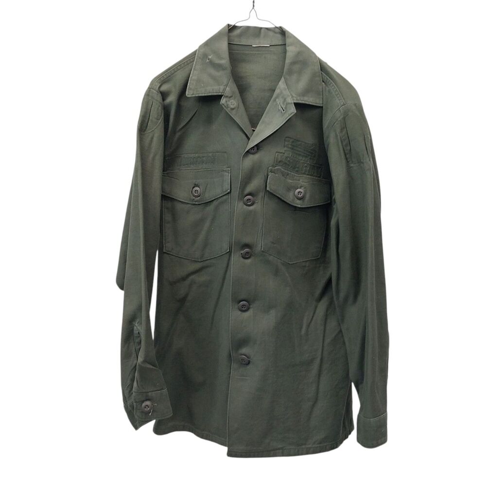 US Army OG 107 Shirt Men’s  Vietnam War 70's Sateen Infantry Military Green